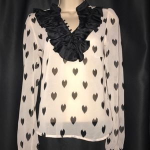 H&M Heart Ruffle Blouse